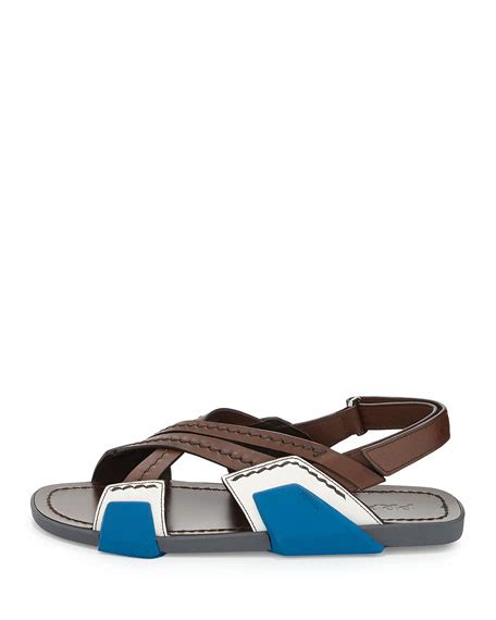 prada runway calzature brown leather crisscross sandals|prada shoes for women.